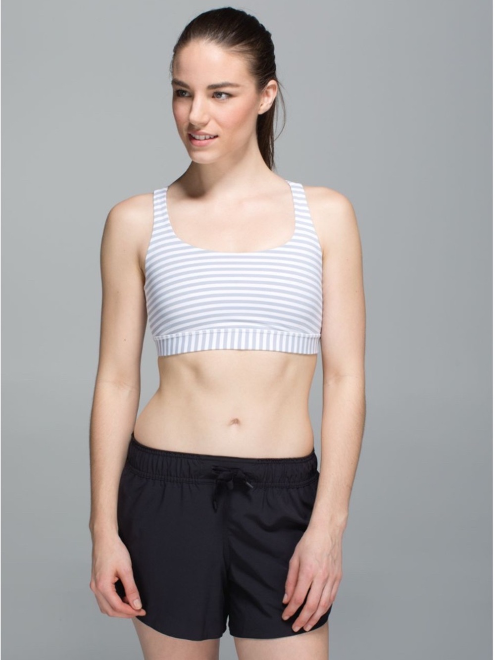 lululemon athletica Light Blue and White Striped Sports Bra